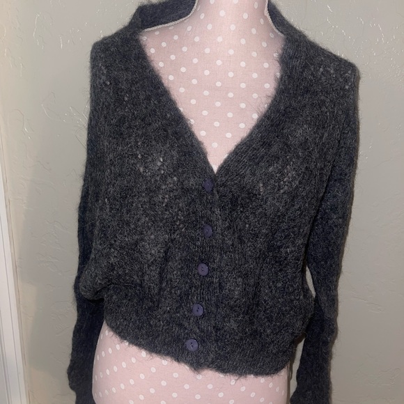 NWOT Free People Grey Amelia Alpaca Knit Cardigan os L $148 - Picture 2 of 4